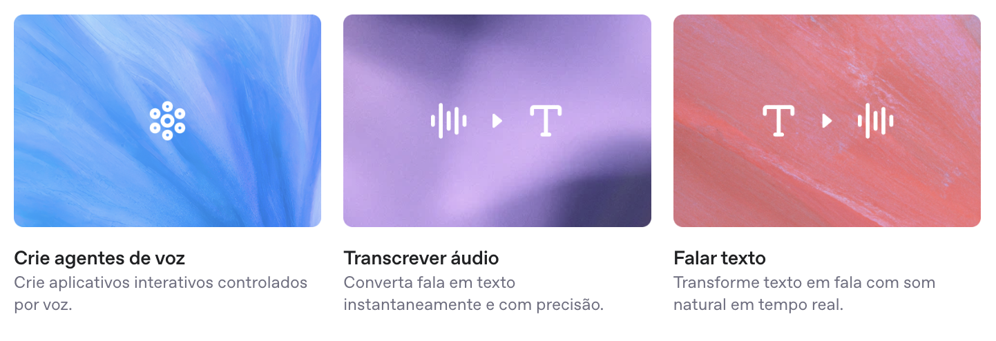 Novos modelos de áudio para STT e TTS